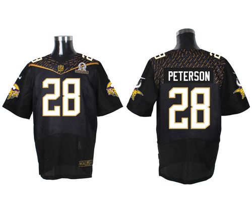 Nike Vikings #28 Adrian Peterson Black 2016 Pro Bowl Men's Stitched NFL Elite Jersey - Click Image to Close